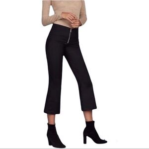 Reformation Watson High Rise Pants Zipper Front Cropped Flare Leg Black Size 6